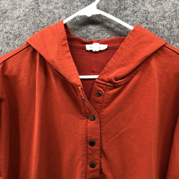 Bucket List Oversized Hoodie Womens M Snap Pullover Cotton Dolman Burnt Orange - Picture 6 of 11